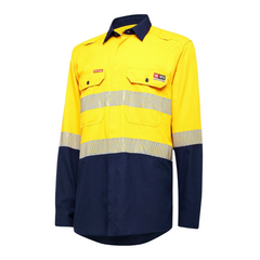 Mens Hard Yakka Fire Resistant ShieldTec Lenzing Hi-Vis Safety Work Shirt Y04370- Bannav S Bannav LLC 