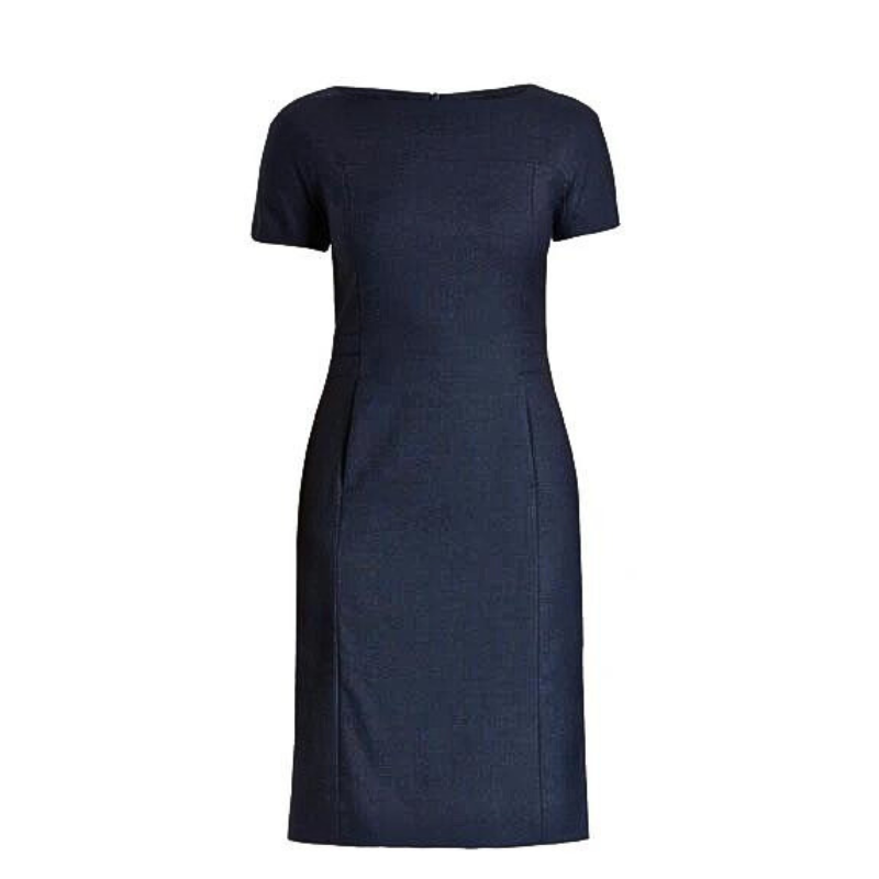 NNT Womens Crepe Stretch S/S Dress Scoope Neckline Black Dress CAT62U- Bannav S Bannav LLC 