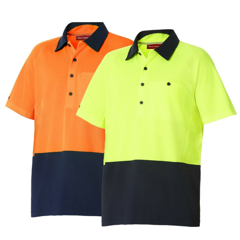 Mens Hard Yakka Koolgear Hi-Vis 2 Toned Short Sleeve Work Polo Shirt Y11396- Bannav S Bannav LLC 