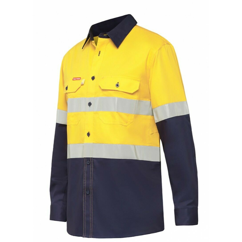Hard Yakka Koolgear Long Sleeve Work Shirt Hi-Vis Taped Lightweight Y07740- Bannav S Bannav LLC 