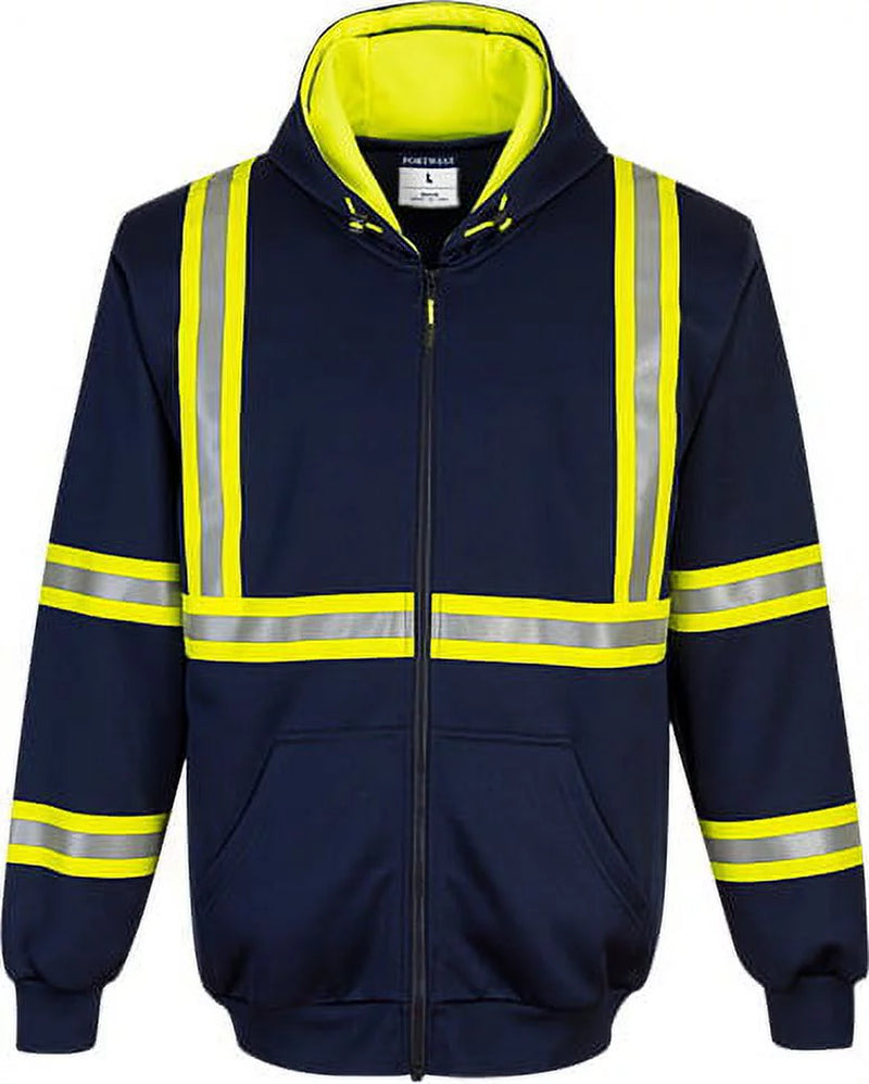 F130 Mens Modern Reflective Iona Extra Safety Work Hoodie Navy, 3X-Large- Bannav S Bannav LLC 