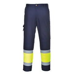E049 Mens Reflective Two-Tone Hi-Vis Cargo Work Pants Yellow/Navy, Large- Bannav S Bannav LLC 