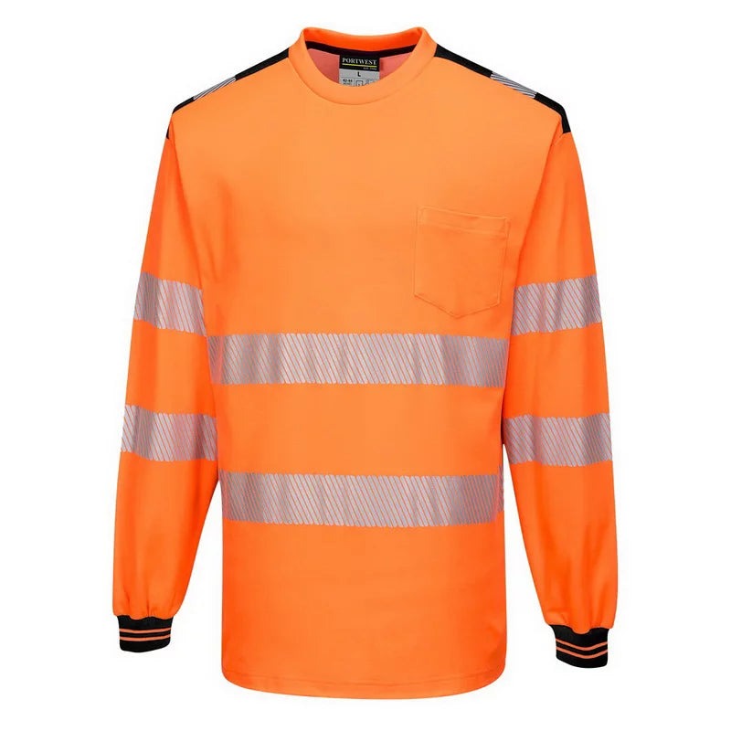 T185 PW3 Hi-Vis Long Sleeve Safety T-Shirt Yellow/Black, X-Large- Bannav S Bannav LLC 