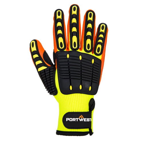A721 Lightweight anti Impact Nitrile Grip Safety Work Gloves Yellow/Orange, Small- Bannav S Bannav LLC 