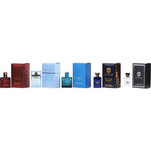 VERSACE VARIETY by Gianni Versace 5 PIECE MENS MINI VARIETY WITH EROS FLAME EDP & EROS EDT & MAN EAU FRAICHE EDT & SIGNATURE EDT & DYLAN BLUE EDT AND ALL 0.17 OZ MINI