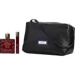 VERSACE EROS FLAME by Gianni Versace EAU DE PARFUM SPRAY 3.4 OZ & EAU DE PARFUM TRAVEL SPRAY 0.33 OZ & TOILETRY BAG