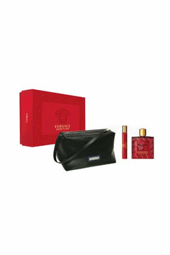 VERSACE EROS FLAME by Gianni Versace EAU DE PARFUM SPRAY 3.4 OZ & EAU DE PARFUM TRAVEL SPRAY 0.33 OZ & TOILETRY BAG