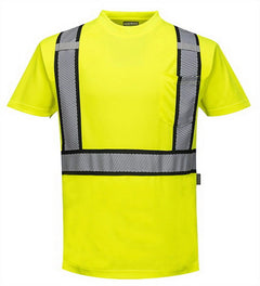 S395 Detroit Short Sleeve Reflective Safety T-Shirt Yellow/Black, Medium- Bannav S Bannav LLC 