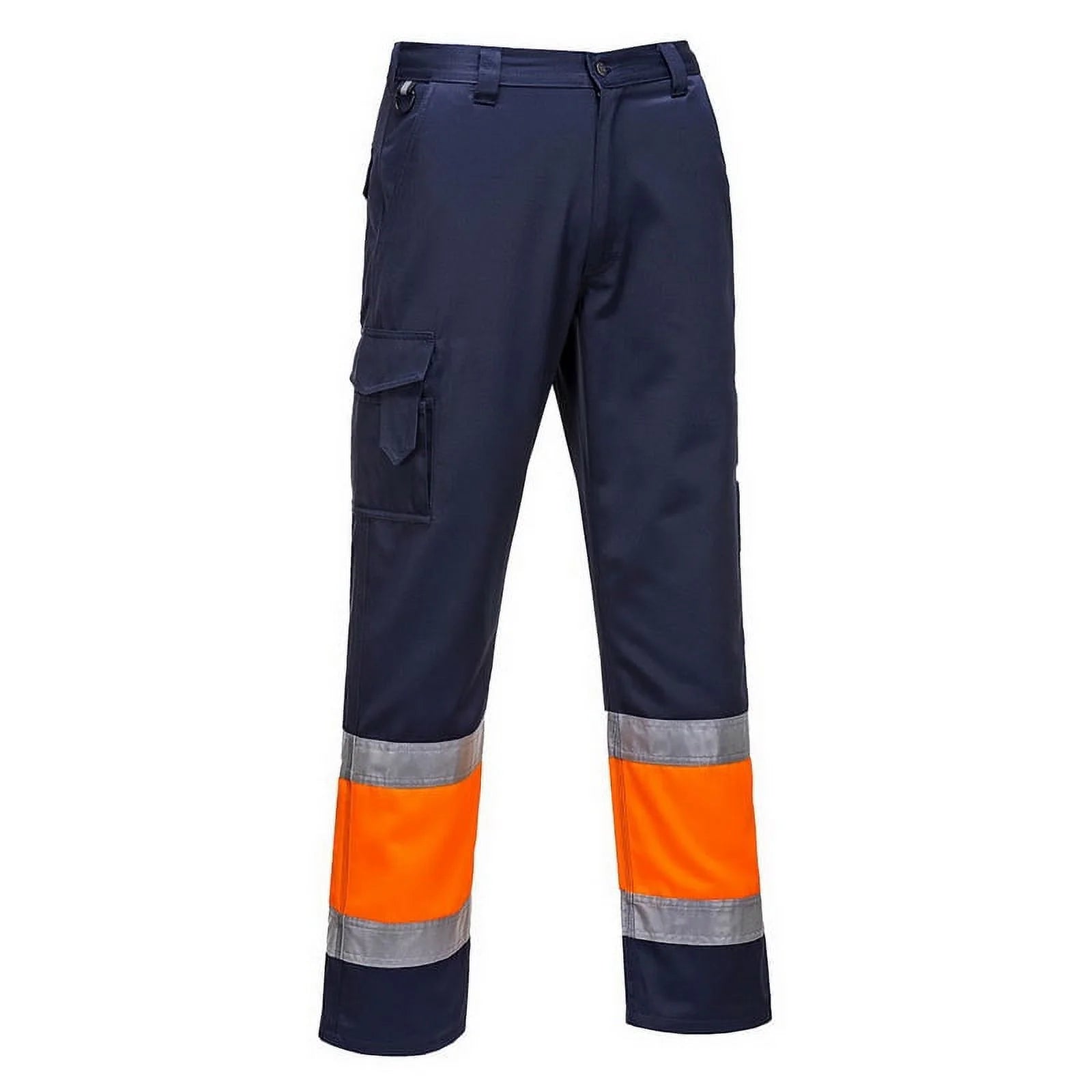 E049 Mens Reflective Two-Tone Hi-Vis Cargo Work Pants Yellow/Navy, Large- Bannav S Bannav LLC 