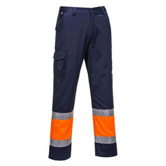 E049 Mens Reflective Two-Tone Hi-Vis Cargo Work Pants Yellow/Navy, Large- Bannav S Bannav LLC 