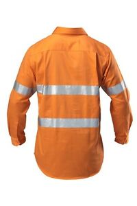 Hard Yakka Shirt Hi-Vis Safety Closed Front Drill Tape Long Sleeve Y07899- Bannav S Bannav LLC 