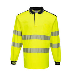 T184 Pw3 Hi-Vis Polo Shirt L/S-Yellow/Black-3Xl- Bannav S Bannav LLC 