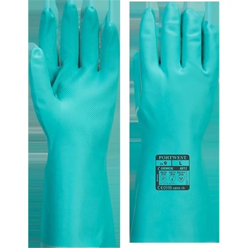 A812 Lightweight Nitrosafe plus Chemical Gauntlet Green, X-Large- Bannav S Bannav LLC 
